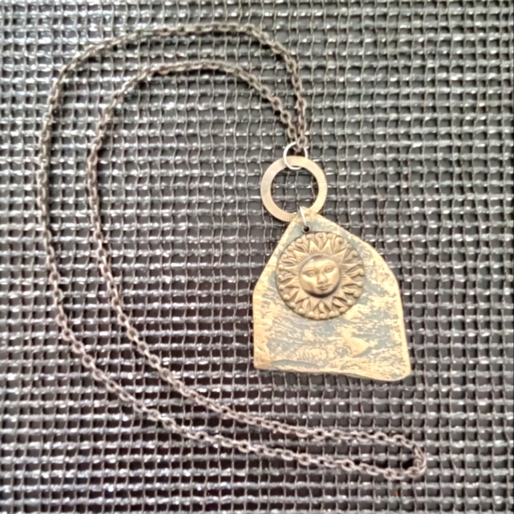 Long Rustic Sun Necklace